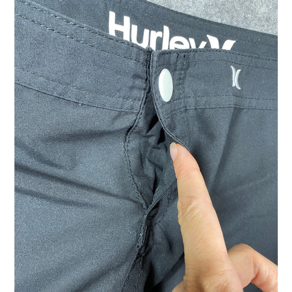 Hurley Swim Shorts Mens Black Pink Large? Side Logo 8.5" Inseam - Picture 9 of 15